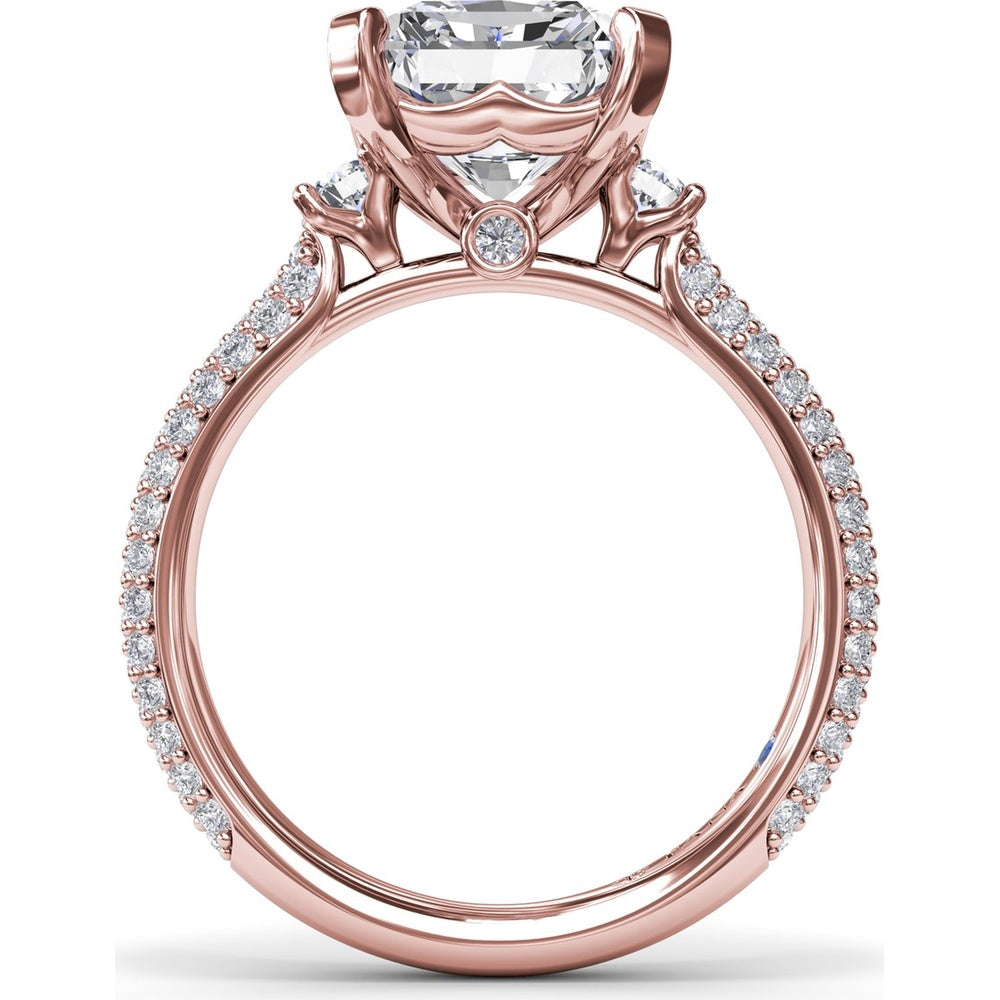 Side Stone Tapered Pavé Diamond Engagement Ring Setting by Fana - 0.75 Carat Total Diamond Weight