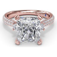 Side Stone Tapered Pavé Diamond Engagement Ring Setting by Fana - 0.75 Carat Total Diamond Weight