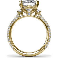 Side Stone Tapered Pavé Diamond Engagement Ring Setting by Fana - 0.75 Carat Total Diamond Weight