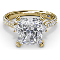 Side Stone Tapered Pavé Diamond Engagement Ring Setting by Fana - 0.75 Carat Total Diamond Weight
