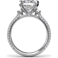 Side Stone Tapered Pavé Diamond Engagement Ring Setting by Fana - 0.75 Carat Total Diamond Weight