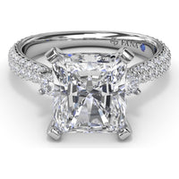 Side Stone Tapered Pavé Diamond Engagement Ring Setting by Fana - 0.75 Carat Total Diamond Weight