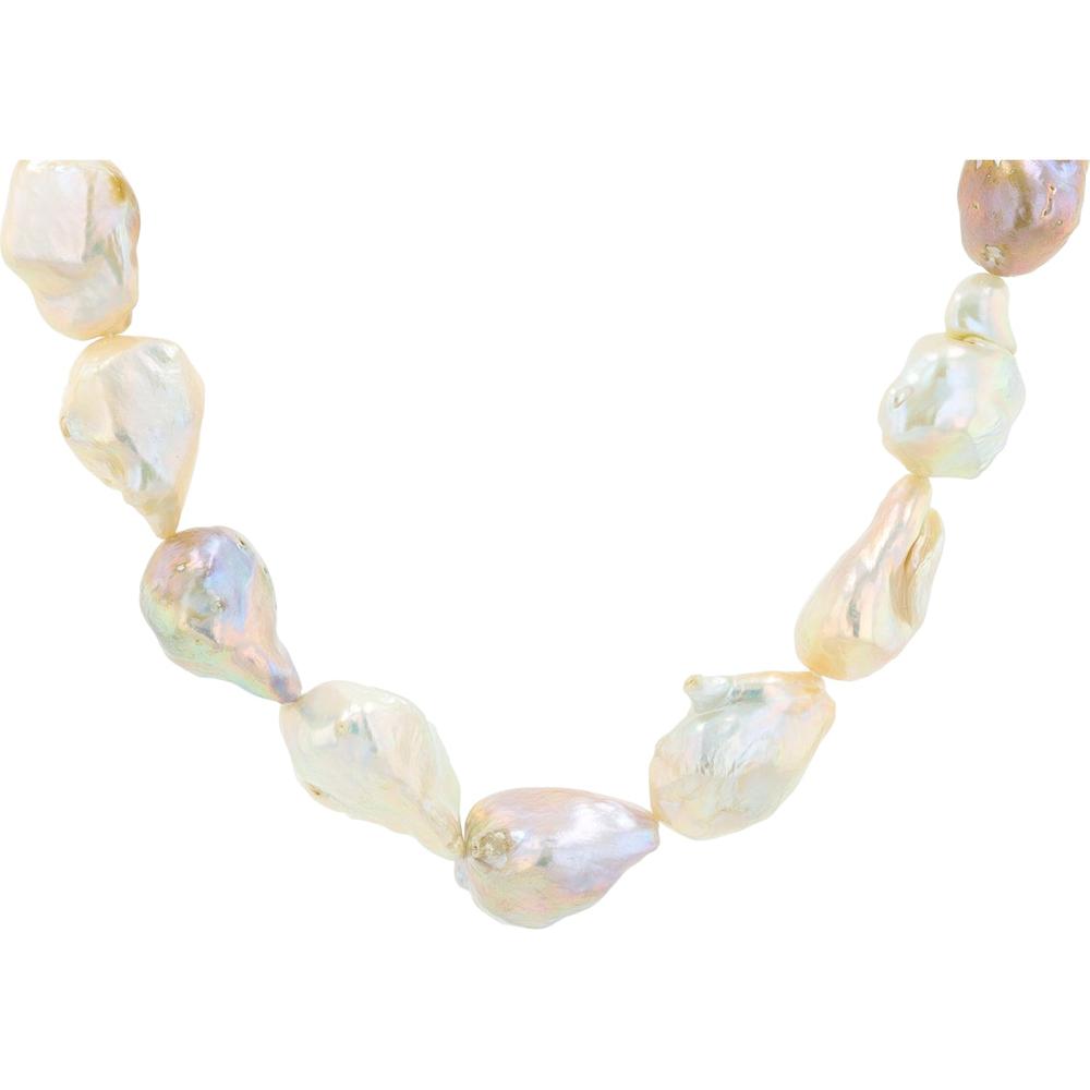 Silver 17-Inch Necklace with Baroque-Style Pearls - Natural Elegance Redefined