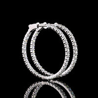Silver 2.01 Carats Total Weight Round Hoop Earrings with Prong-Set Lab Grown Diamonds E-F VS1 - Covaloro Fine Jewelry