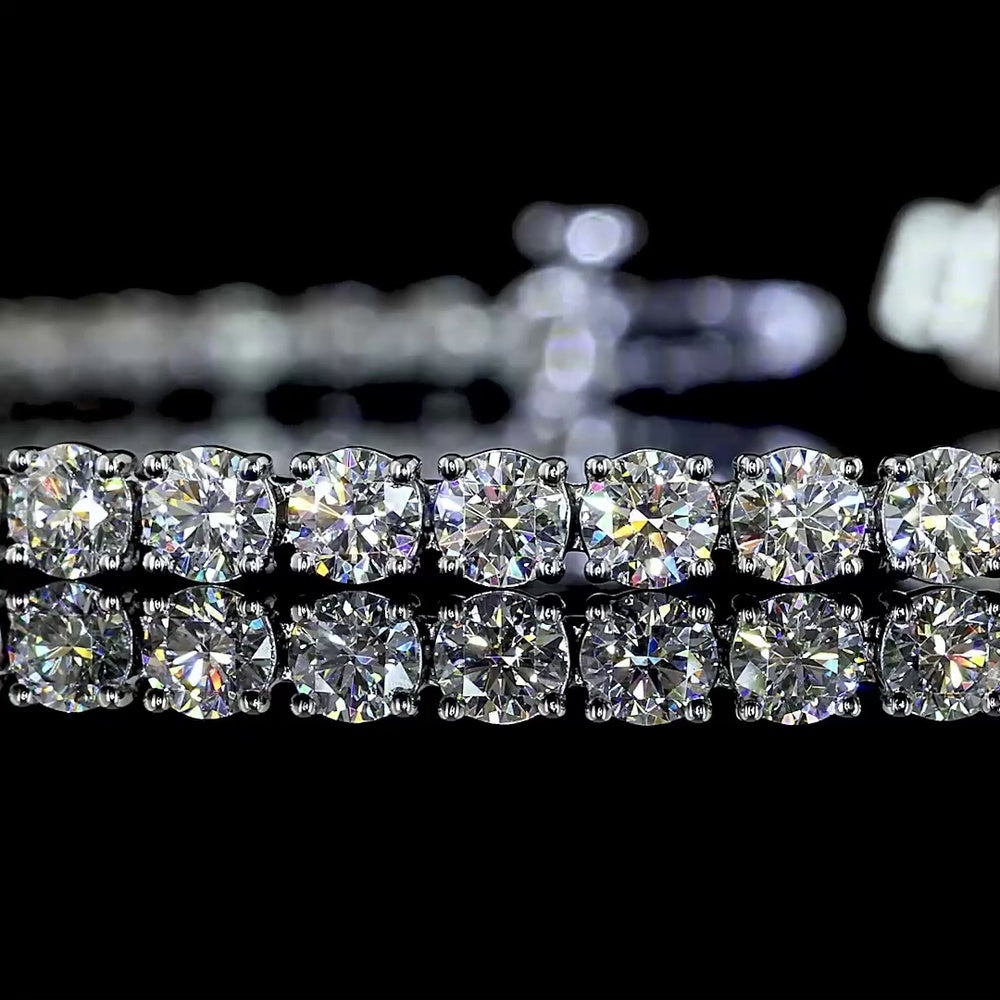 Silver 5.38 Carat Tennis Bracelet with 59 Prong Set Round Lab Grown Diamonds E-F Color VS1 Clarity - Covaloro Fine Jewelry