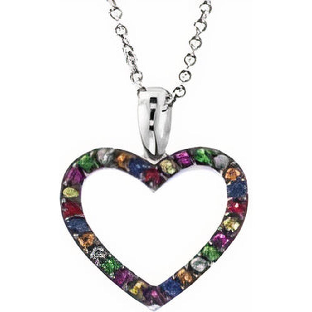Silver 925 Heart Pendant with 0.29 Carat Multicolor Sapphires by EFFY