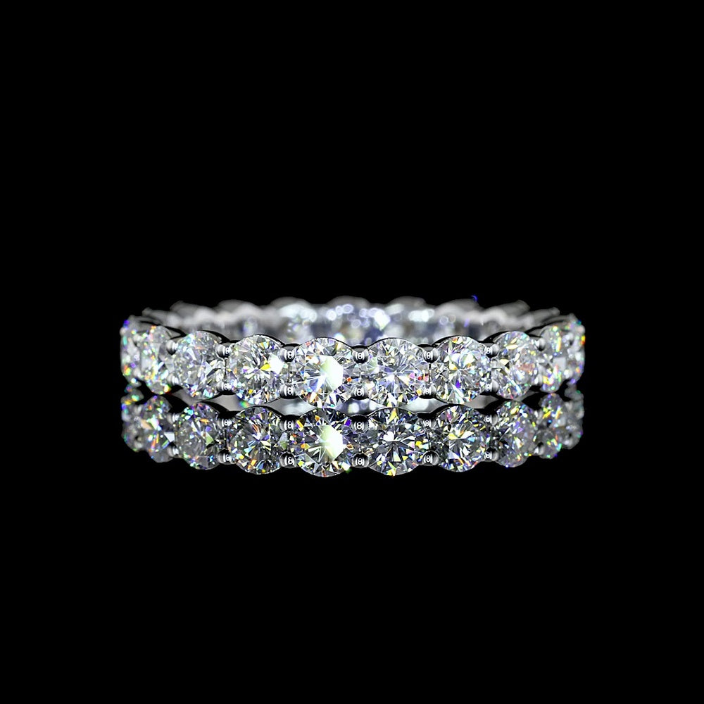 Silver Eternity Band with 2.01 Carat Total Weight Round Lab Grown Diamonds in Prong Setting - E-F Color VS1 Clarity - Covaloro Fine Jewelry