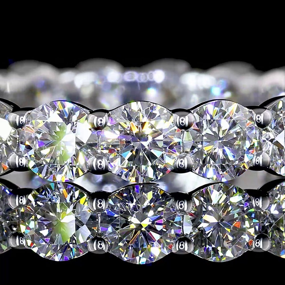Silver Eternity Band with 2.01 Carat Total Weight Round Lab Grown Diamonds in Prong Setting - E-F Color VS1 Clarity - Covaloro Fine Jewelry