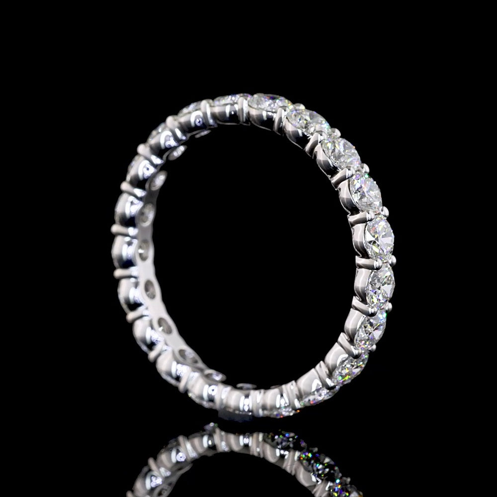 Silver Eternity Band with 2.01 Carat Total Weight Round Lab Grown Diamonds in Prong Setting - E-F Color VS1 Clarity - Covaloro Fine Jewelry