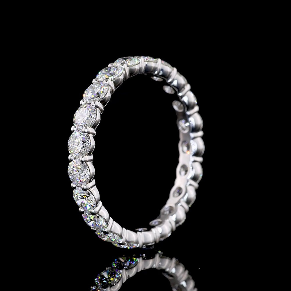 Silver Eternity Band with 2.01 Carat Total Weight Round Lab Grown Diamonds in Prong Setting - E-F Color VS1 Clarity - Covaloro Fine Jewelry