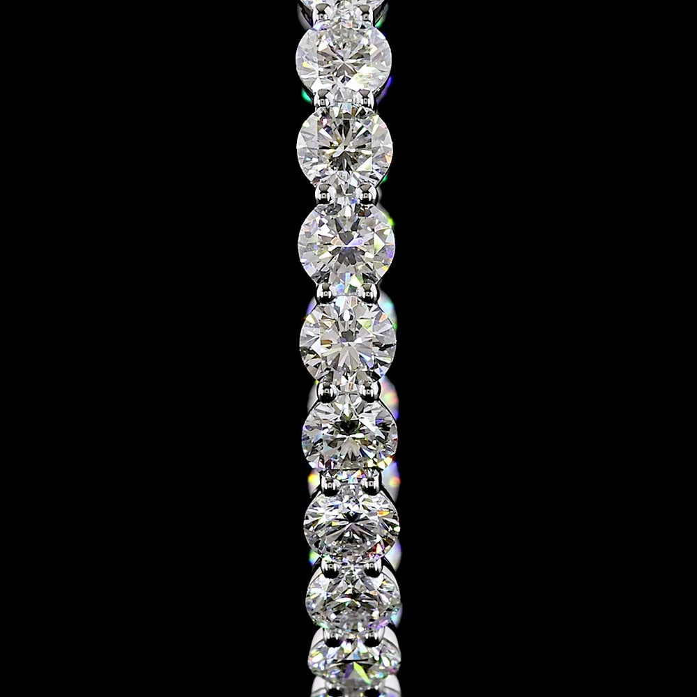 Silver Medium Hoop Earrings with Brilliant Cut Round Lab Diamonds - 5.32 Carats Total Diamond Weight - Covaloro Fine Jewelry