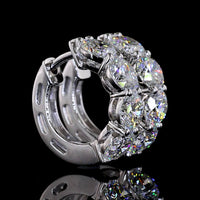 Silver Round Cut Lab Diamond Huggie Earrings - 3.07 Carat Total Weight, E-F Color VS1 Clarity with Prong Settings - Covaloro Fine Jewelry