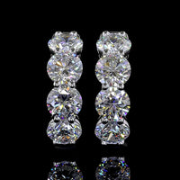 Silver Round Cut Lab Diamond Huggie Earrings - 3.07 Carat Total Weight, E-F Color VS1 Clarity with Prong Settings - Covaloro Fine Jewelry