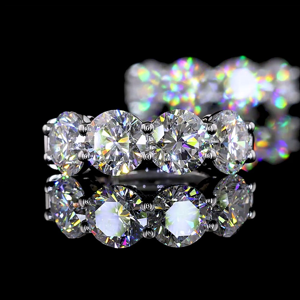Silver Round Cut Lab Diamond Huggie Earrings - 3.07 Carat Total Weight, E-F Color VS1 Clarity with Prong Settings - Covaloro Fine Jewelry