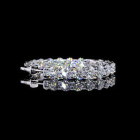 Silver Round Hoop Earrings with 38 Brilliant Cut Lab Grown Diamonds - 11.80 Carat Total Diamond Weight - Covaloro Fine Jewelry