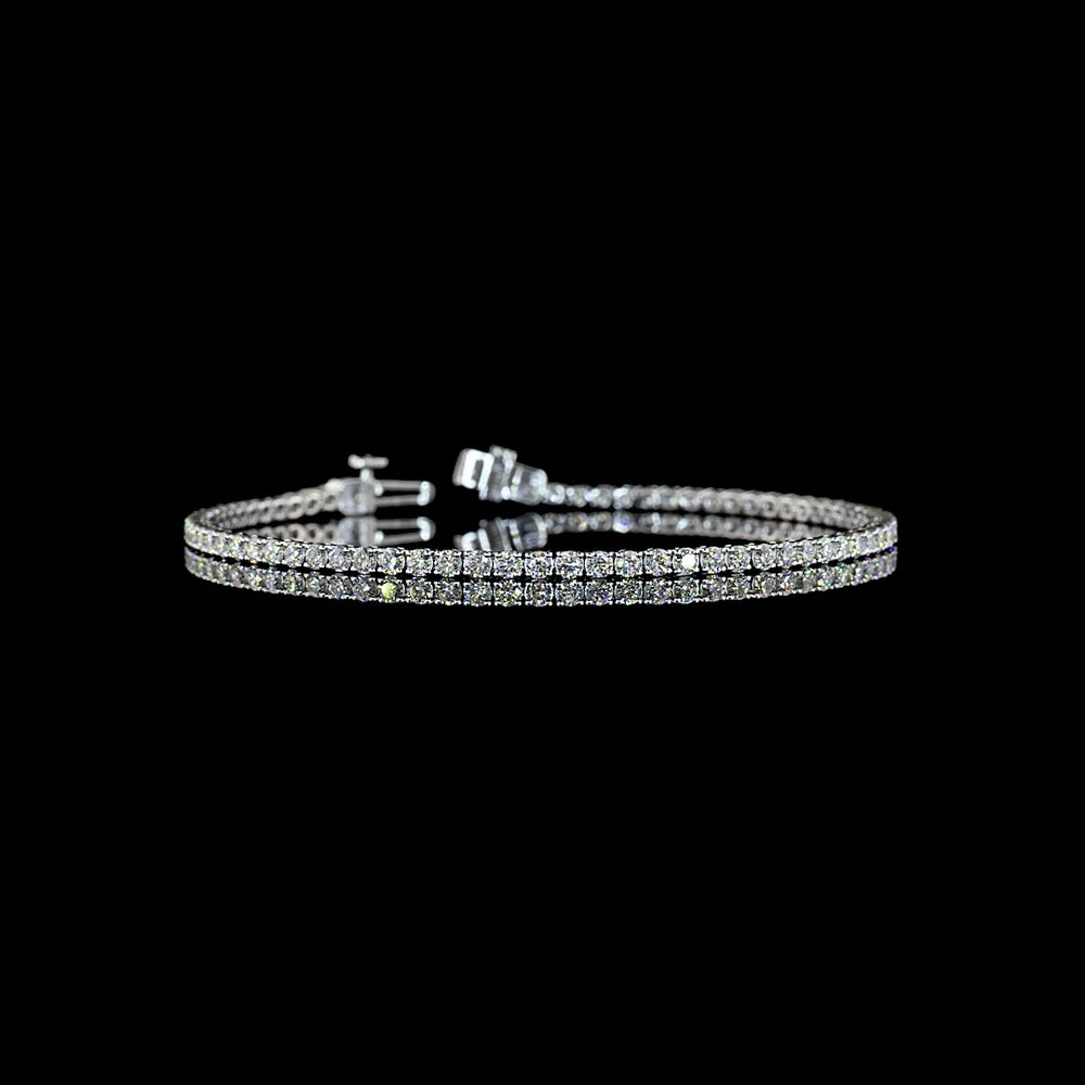 Silver Tennis Bracelet with 2.77 Carat Round Brilliant Cut Lab Diamonds - E-F Color, VS1 Clarity, Prong Set - 78 Stones - Covaloro Fine Jewelry