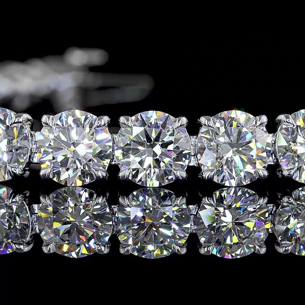 Silver Tennis Bracelet with 32 Round Lab Grown Diamonds - 16.09 Carat Total Weight, E-F Color VS1 Clarity - Covaloro Fine Jewelry