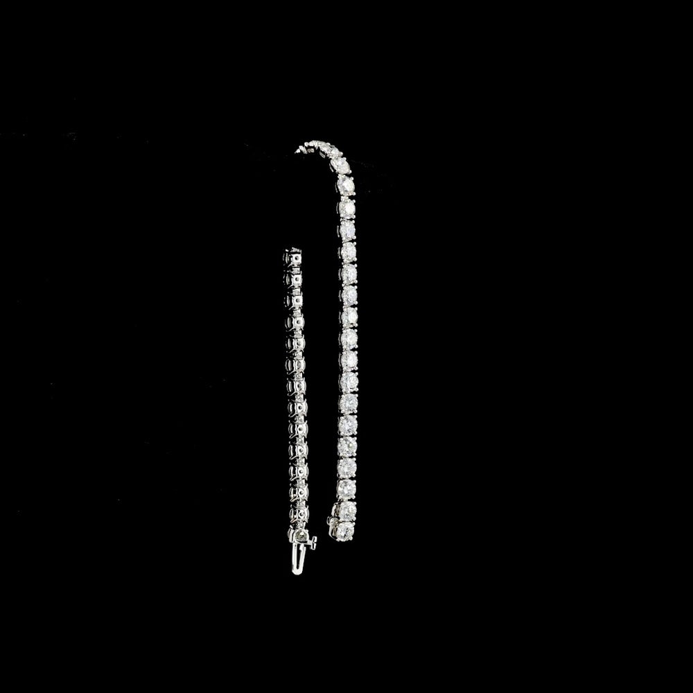 Silver Tennis Bracelet with 39 Round Brilliant Cut Lab Grown Diamonds - 9.86 Carat Total Diamond Weight, E-F Color VS2 Clarity - Covaloro Fine Jewelry