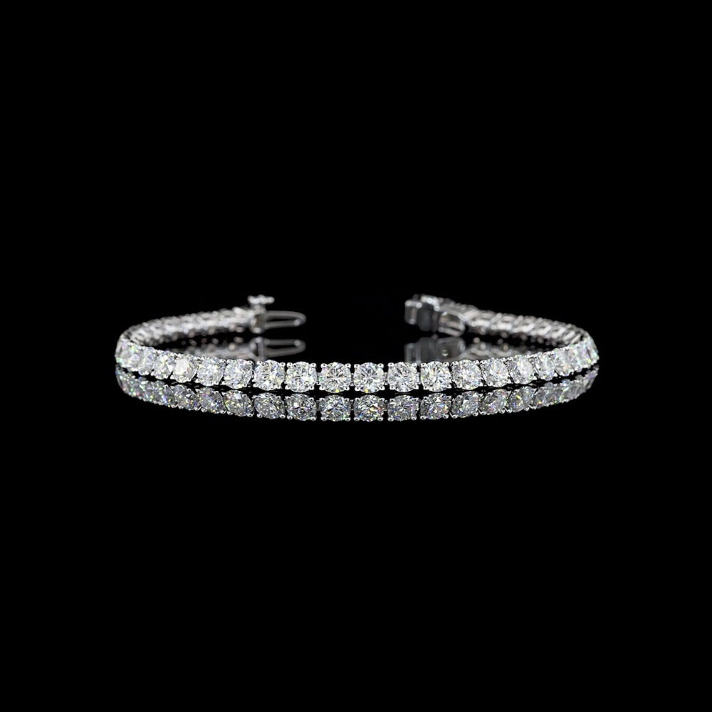 Silver Tennis Bracelet with 42 Round Brilliant Cut Lab Diamonds - 8.30 Carat Total Diamond Weight, E-F Color VS2 Clarity - Covaloro Fine Jewelry