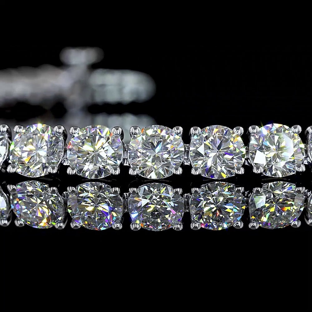 Silver Tennis Bracelet with 42 Round Brilliant Cut Lab Diamonds - 8.30 Carat Total Diamond Weight, E-F Color VS2 Clarity - Covaloro Fine Jewelry