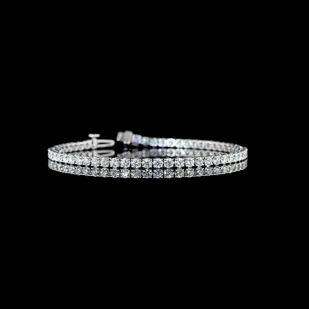 Silver Tennis Bracelet with 59 Round Cut Lab Diamonds - 5.09 Carat Total Weight, E-F Color, VS Clarity - Covaloro Fine Jewelry