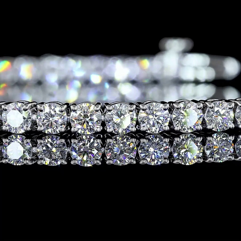 Silver Tennis Bracelet with 59 Round Cut Lab Diamonds - 5.09 Carat Total Weight, E-F Color, VS Clarity - Covaloro Fine Jewelry