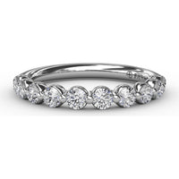 Single Prong Set Round Diamond Anniversary Band with Beaded Detail by Fana - 0.60 Carat Total Diamond Weight