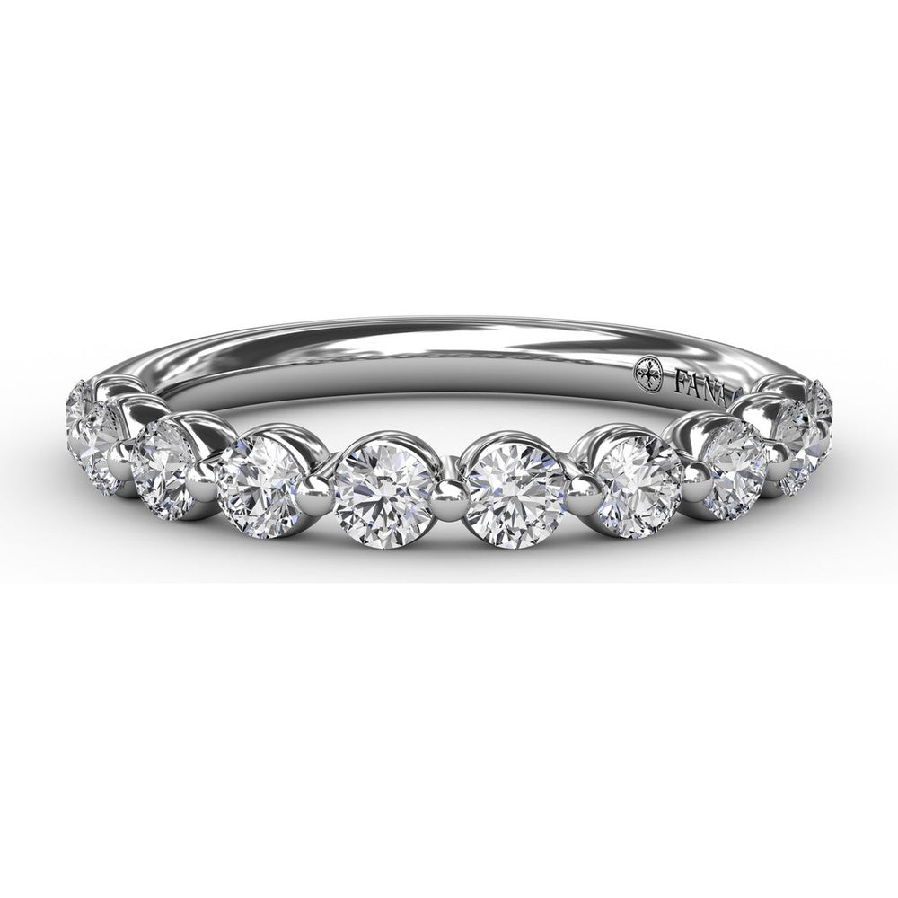 Single Prong Set Round Diamond Anniversary Band with Beaded Detail by Fana - 0.60 Carat Total Diamond Weight