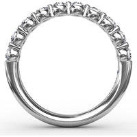 Single Prong Set Round Diamond Anniversary Band with Beaded Detail by Fana - 0.60 Carat Total Diamond Weight