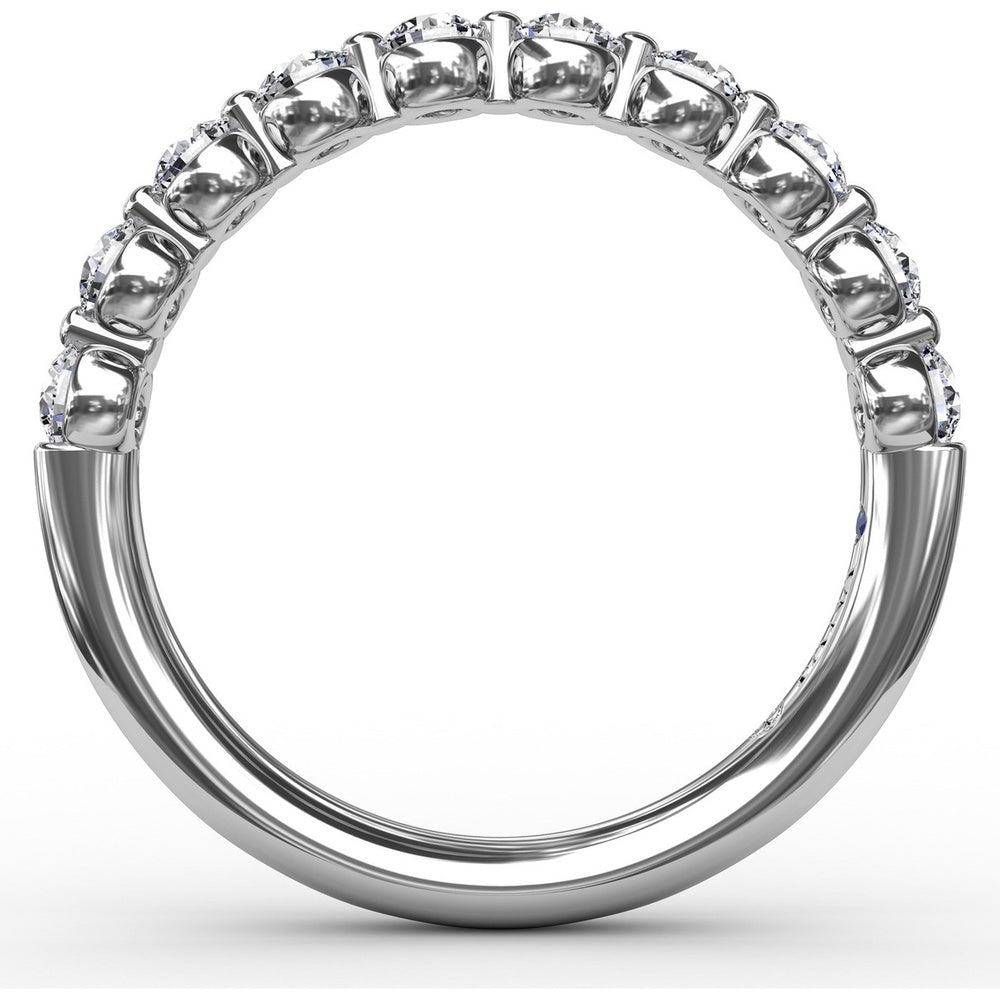 Single Prong Set Round Diamond Anniversary Band with Beaded Detail by Fana - 0.60 Carat Total Diamond Weight