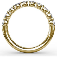 Single Prong Set Round Diamond Anniversary Band with Beaded Detail by Fana - 0.60 Carat Total Diamond Weight