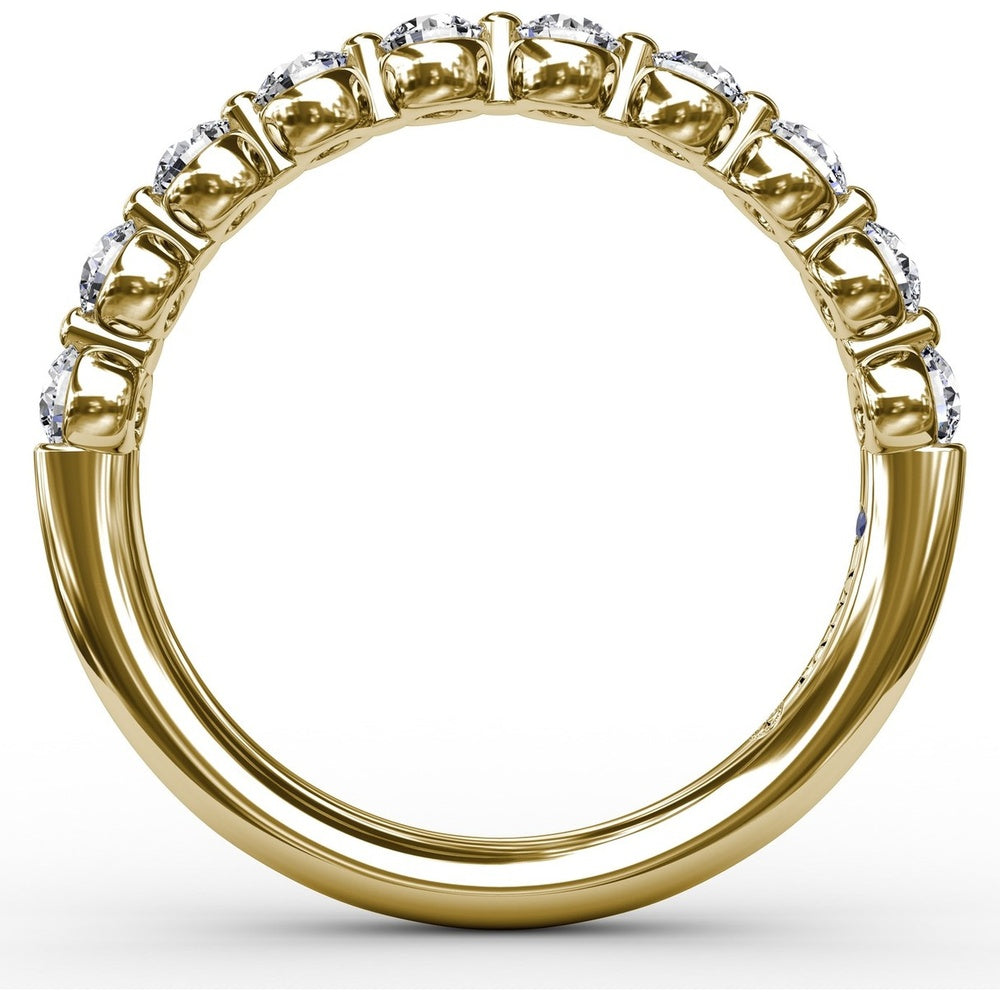 Single Prong Set Round Diamond Anniversary Band with Beaded Detail by Fana - 0.60 Carat Total Diamond Weight