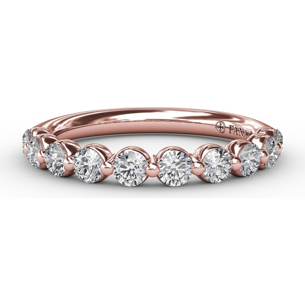 Single Prong Set Round Diamond Anniversary Band with Beaded Detail by Fana - 0.60 Carat Total Diamond Weight