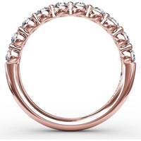 Single Prong Set Round Diamond Anniversary Band with Beaded Detail by Fana - 0.60 Carat Total Diamond Weight