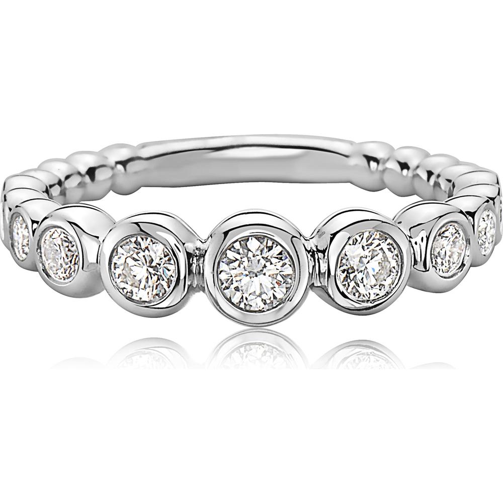 Single Row Diamond Bubble Ring in 18K White Gold by Charles Krypell