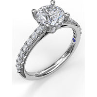 Single Row Engagement Ring Setting with Hidden Diamond and Pavé Round Diamond Band by Fana - 0.40 Carat Total Diamond Weight