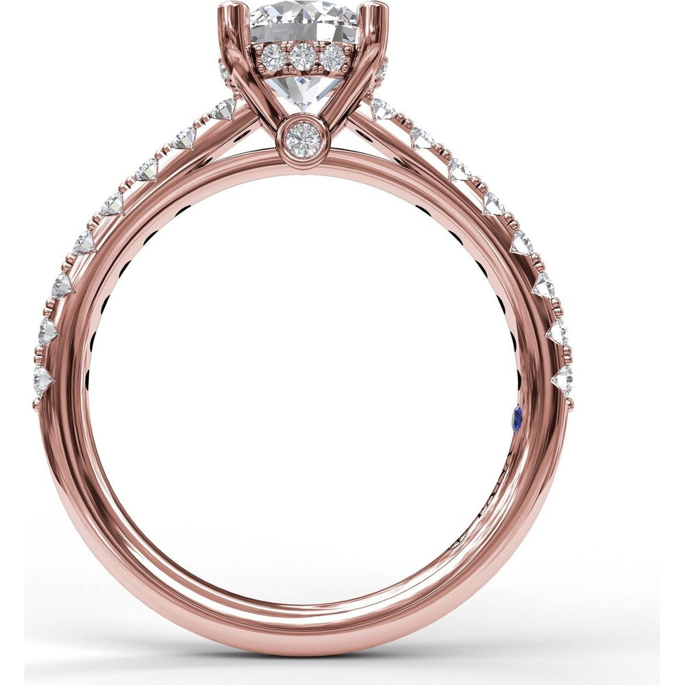 Single Row Engagement Ring Setting with Hidden Diamond and Pavé Round Diamond Band by Fana - 0.40 Carat Total Diamond Weight
