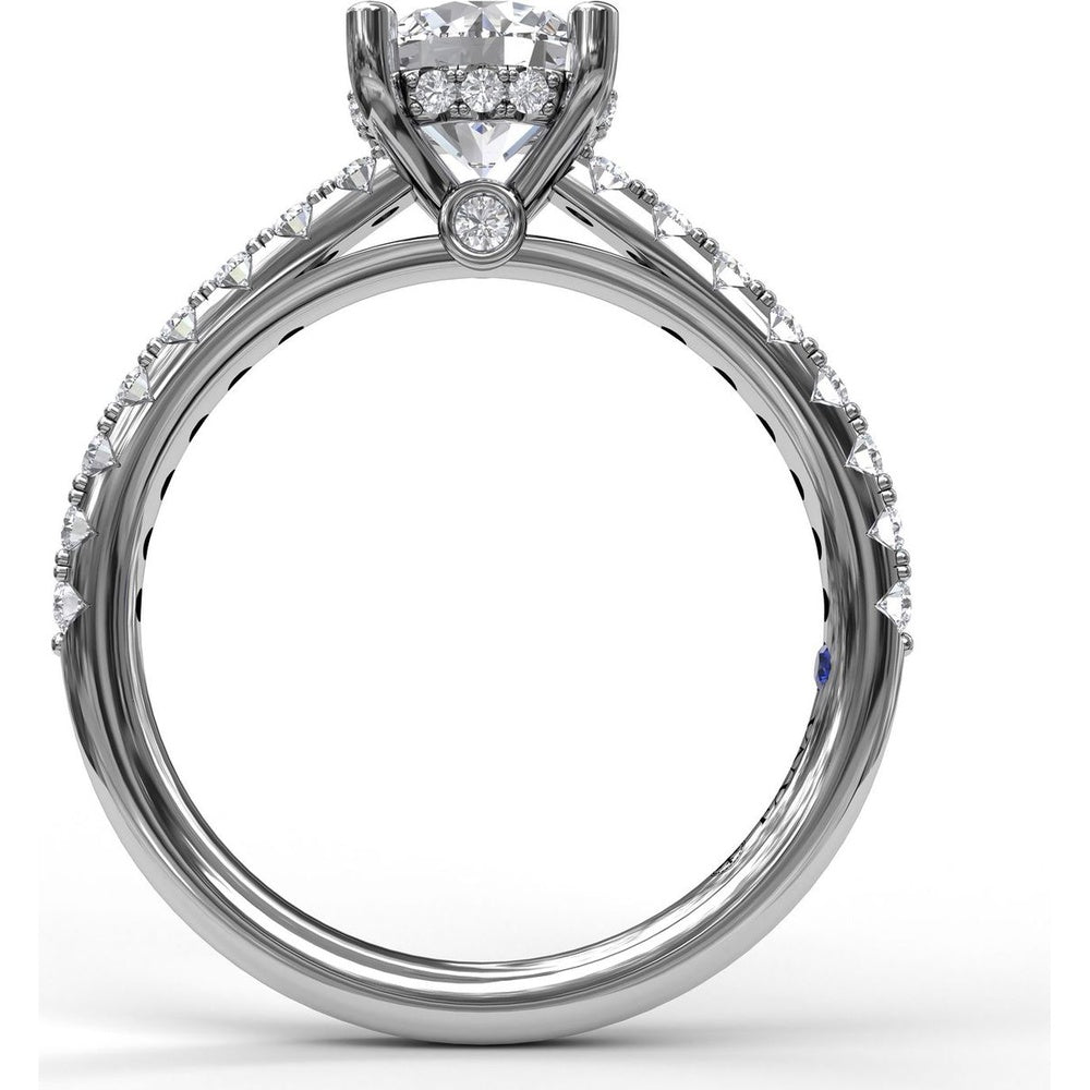 Single Row Engagement Ring Setting with Hidden Diamond and Pavé Round Diamond Band by Fana - 0.40 Carat Total Diamond Weight