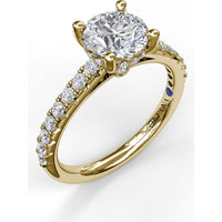 Single Row Engagement Ring Setting with Hidden Diamond and Pavé Round Diamond Band by Fana - 0.40 Carat Total Diamond Weight