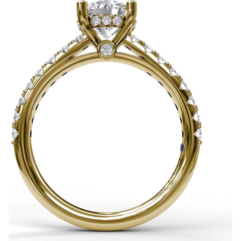 Single Row Engagement Ring Setting with Hidden Diamond and Pavé Round Diamond Band by Fana - 0.40 Carat Total Diamond Weight