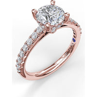Single Row Engagement Ring Setting with Hidden Diamond and Pavé Round Diamond Band by Fana - 0.40 Carat Total Diamond Weight