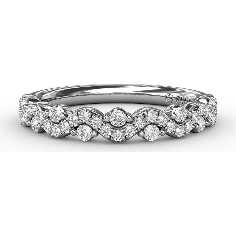 Single Wave Diamond Band with Alternating Round and Pavé Set Diamonds by Fana - 0.29 Carat Total Diamond Weight