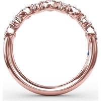 Single Wave Diamond Band with Alternating Round and Pavé Set Diamonds by Fana - 0.29 Carat Total Diamond Weight