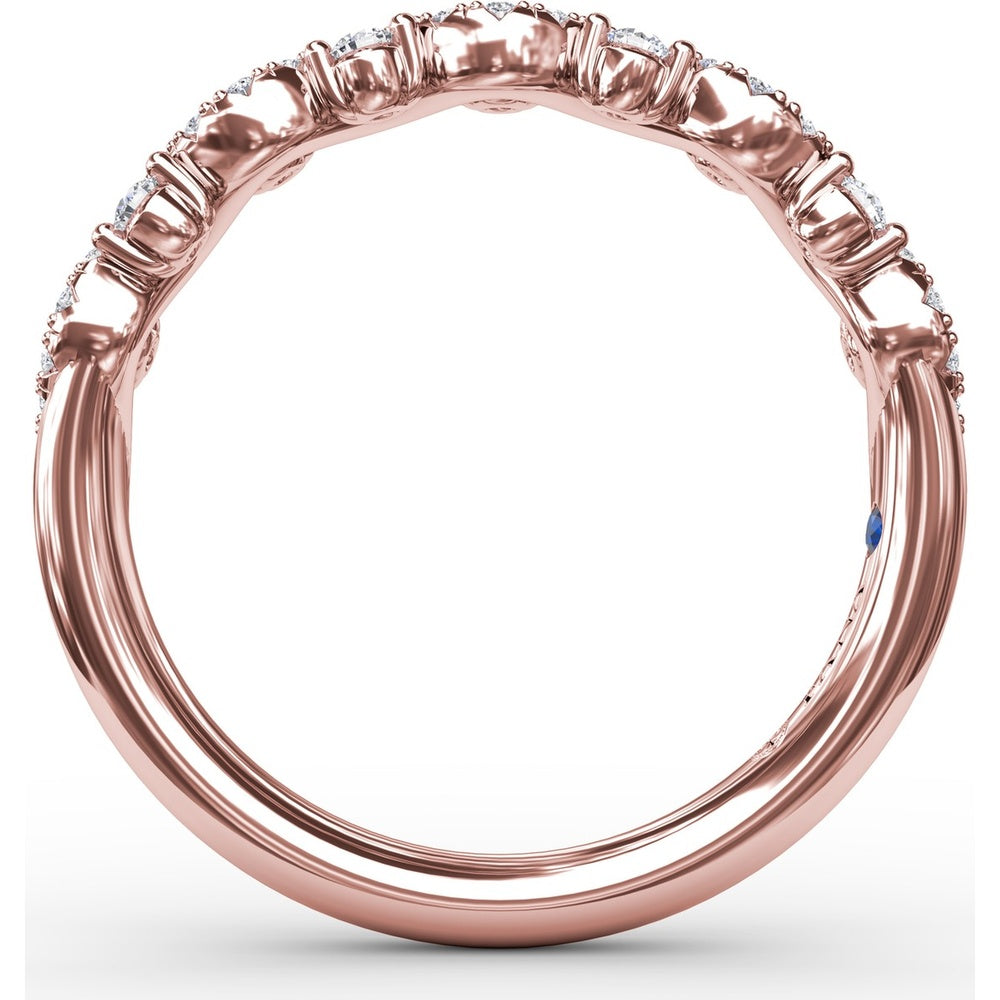 Single Wave Diamond Band with Alternating Round and Pavé Set Diamonds by Fana - 0.29 Carat Total Diamond Weight