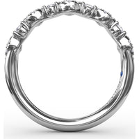 Single Wave Diamond Band with Alternating Round and Pavé Set Diamonds by Fana - 0.29 Carat Total Diamond Weight