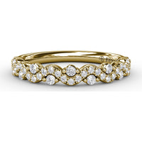 Single Wave Diamond Band with Alternating Round and Pavé Set Diamonds by Fana - 0.29 Carat Total Diamond Weight