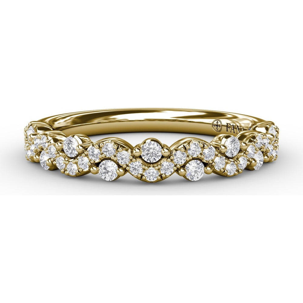 Single Wave Diamond Band with Alternating Round and Pavé Set Diamonds by Fana - 0.29 Carat Total Diamond Weight