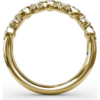 Single Wave Diamond Band with Alternating Round and Pavé Set Diamonds by Fana - 0.29 Carat Total Diamond Weight