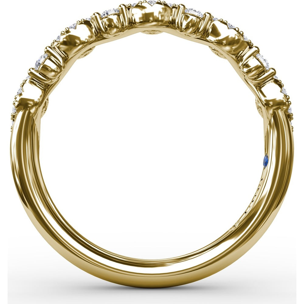 Single Wave Diamond Band with Alternating Round and Pavé Set Diamonds by Fana - 0.29 Carat Total Diamond Weight