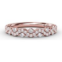 Single Wave Diamond Band with Alternating Round and Pavé Set Diamonds by Fana - 0.29 Carat Total Diamond Weight